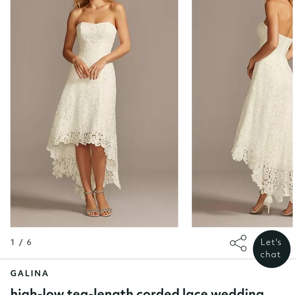 NWT Galina High-Low Lace Corded Strapless Wedding Dress - Picture 2 of 7